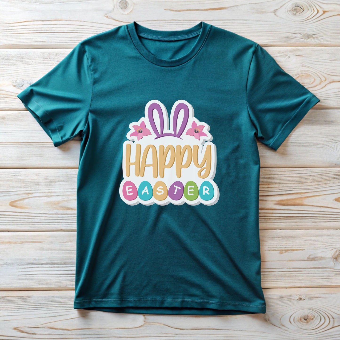 Easter Bunny Unisex Tee with Cute Sticker Design