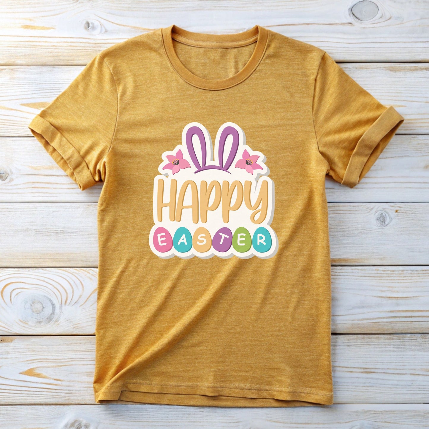Easter Bunny Unisex Tee with Cute Sticker Design
