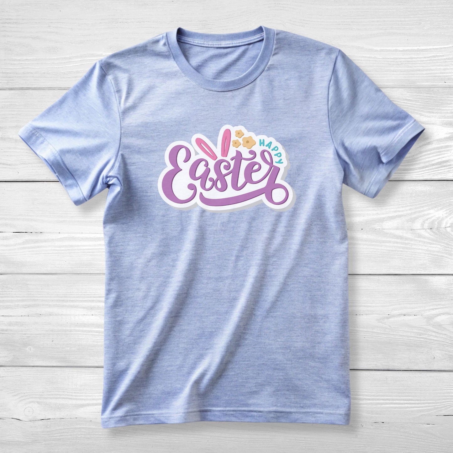 Happy Easter Unisex Tee with Cute Sticker Design