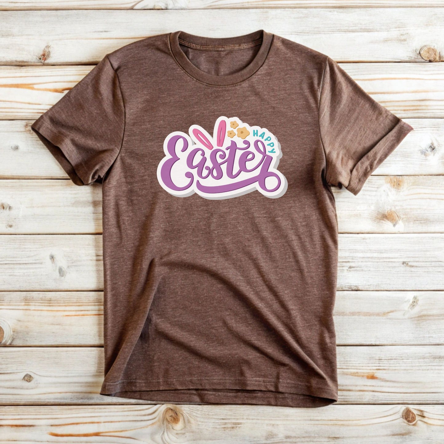 Happy Easter Unisex Tee with Cute Sticker Design