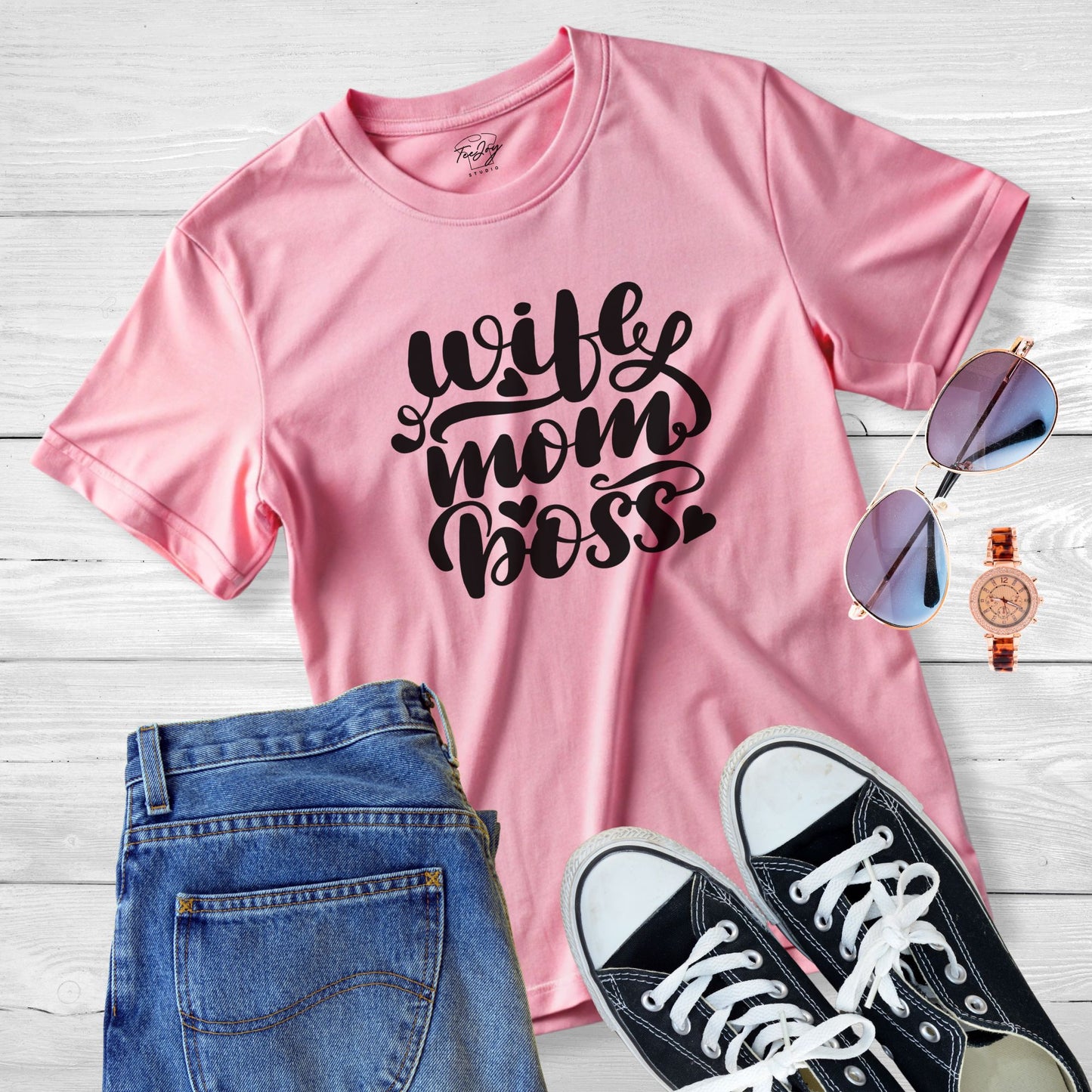 Wife. Mom. Boss: Mother's Day Handwritten Style Tee