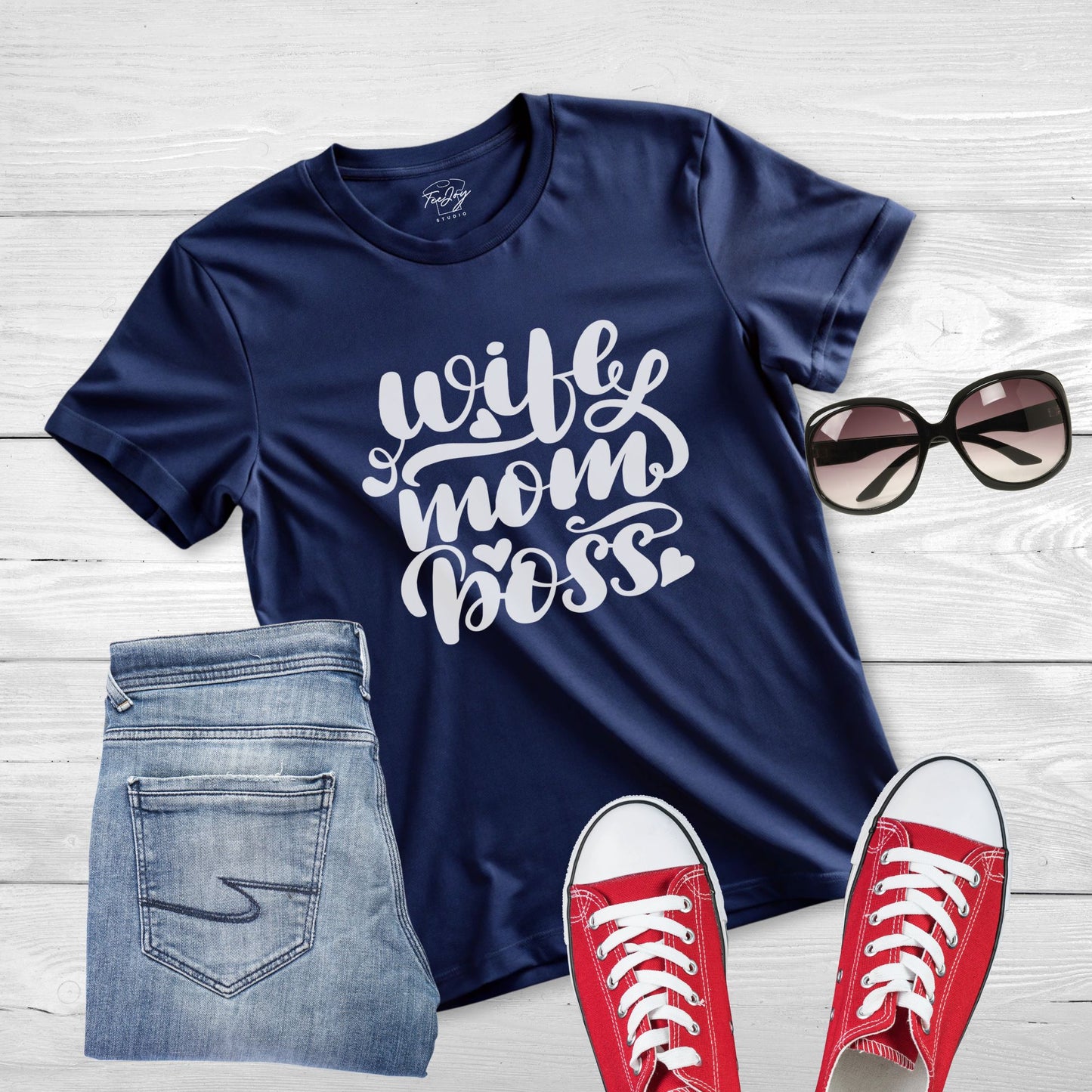 Wife. Mom. Boss: Mother's Day Handwritten Style Tee