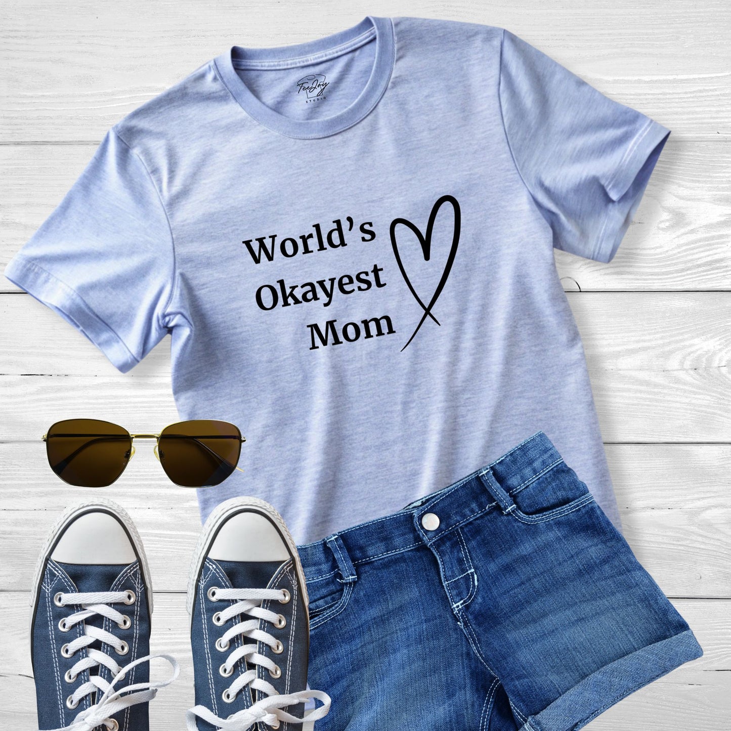 Mom T-Shirt - World's Okayest Mom Design with Heart