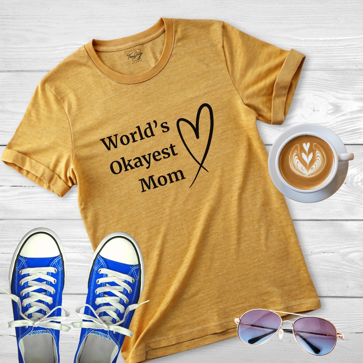 Mom T-Shirt - World's Okayest Mom Design with Heart