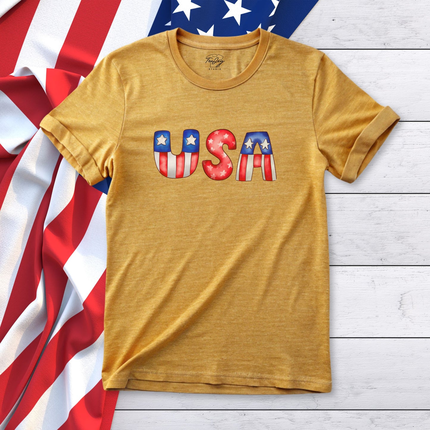 USA Flag Letters T-Shirt