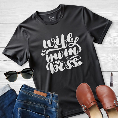 Wife. Mom. Boss: Mother's Day Handwritten Style Tee