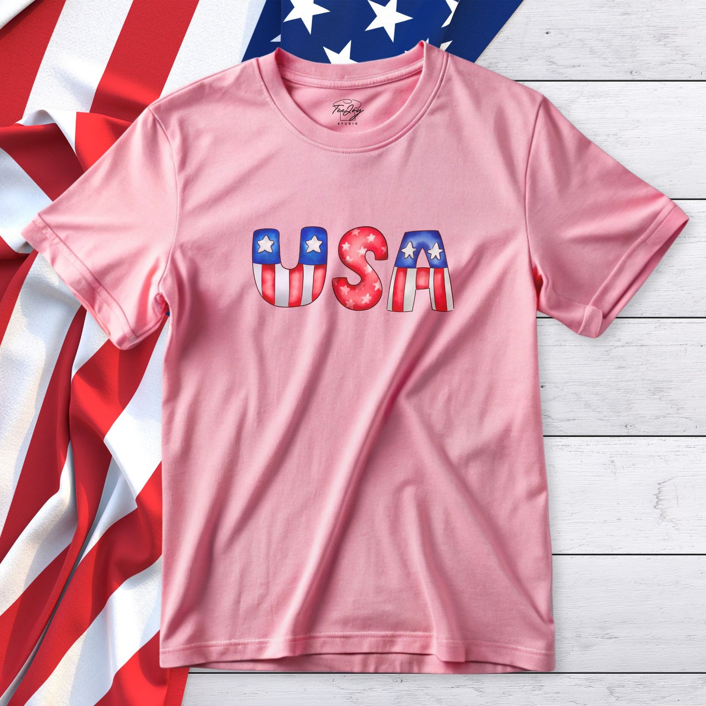 USA Flag Letters T-Shirt