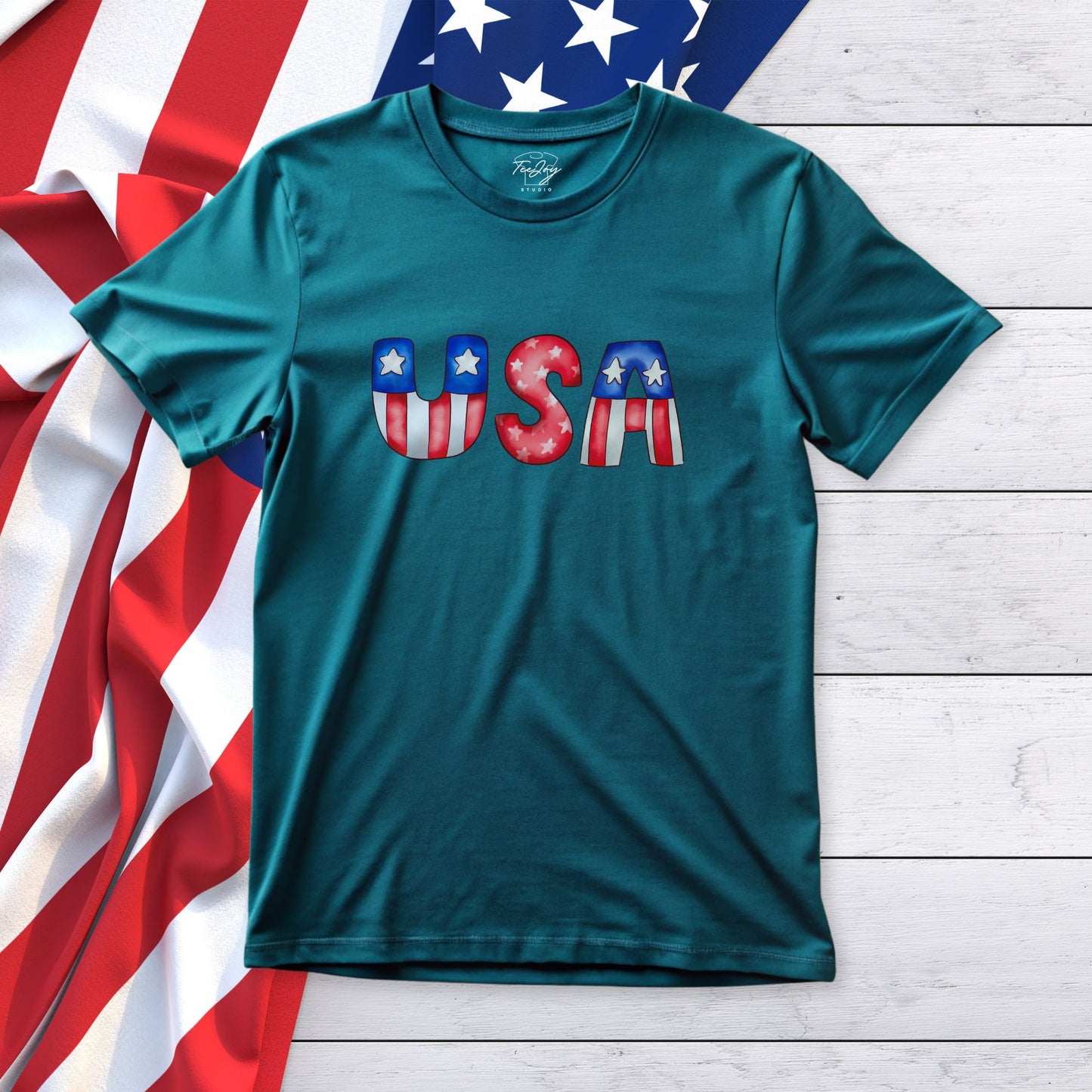 USA Flag Letters T-Shirt