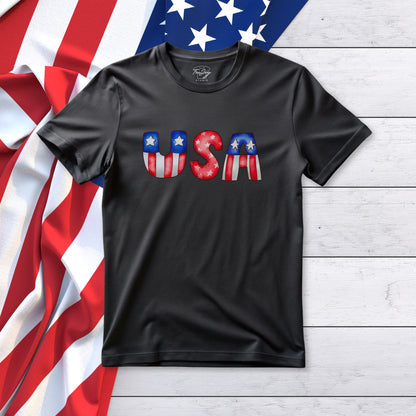 USA Flag Letters T-Shirt