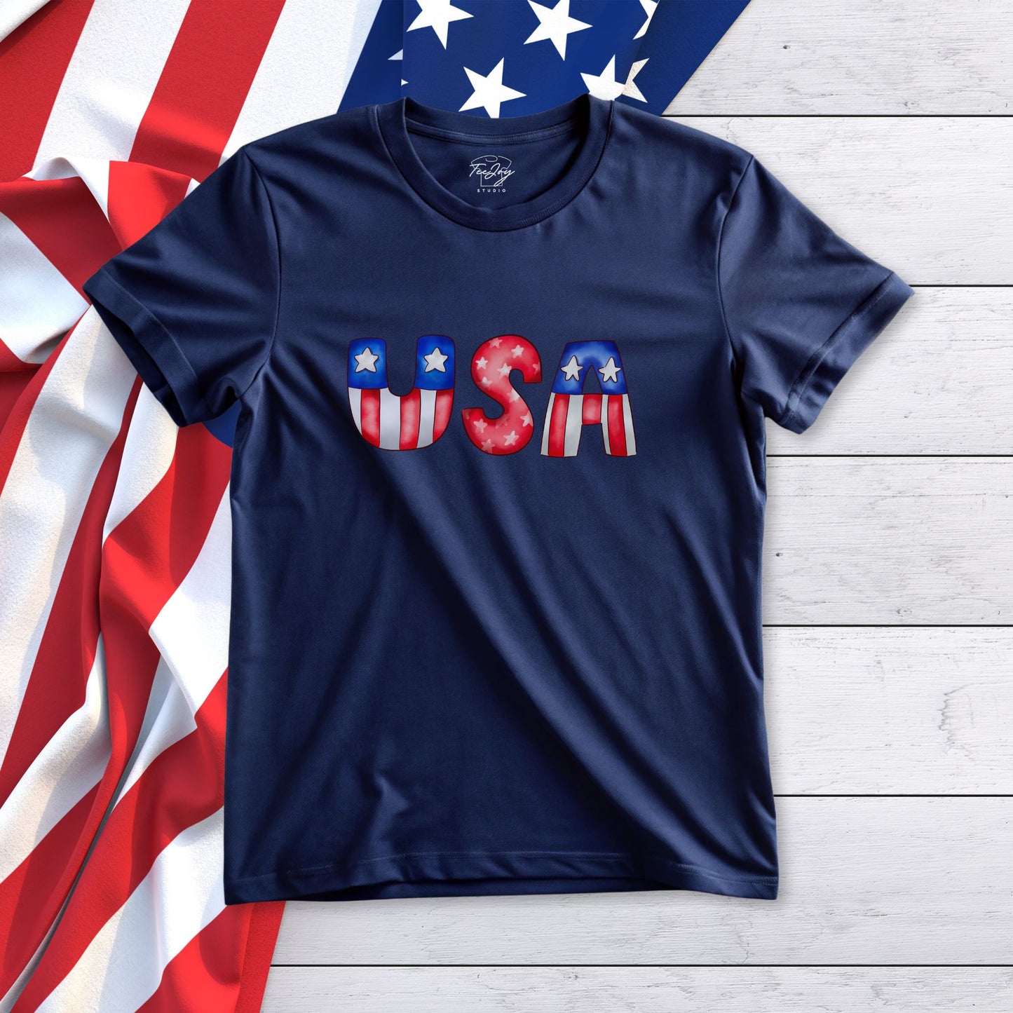 USA Flag Letters T-Shirt