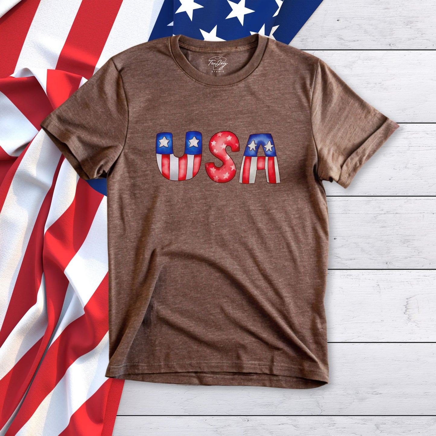 USA Flag Letters T-Shirt