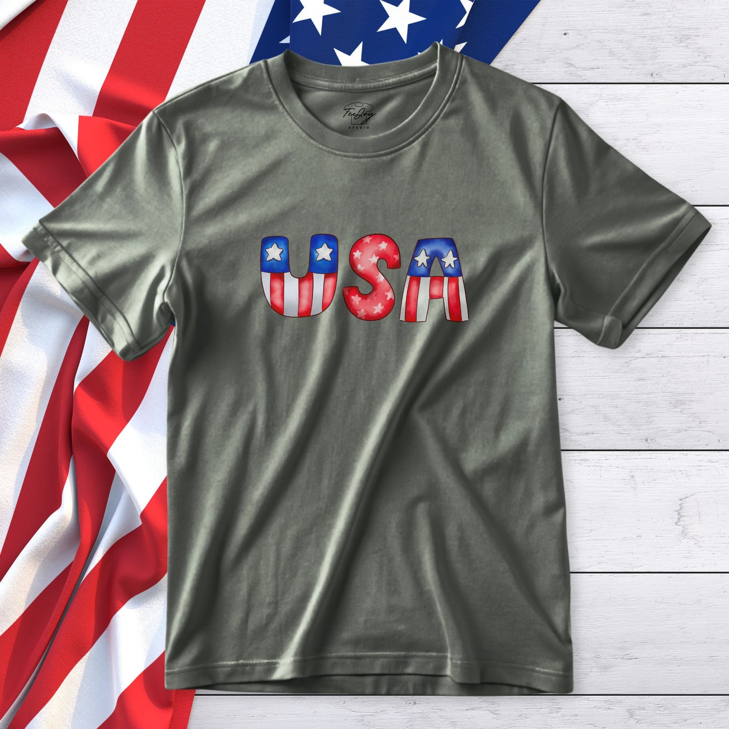 USA Flag Letters T-Shirt