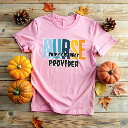 Nurse Trick or Treat Provider T-Shirt | Spooky Medical Design